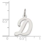 Sterling Silver Rhodium-plated Script Letter D Initial Charm - Image 4