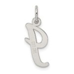 Sterling Silver Rhodium-plated Script Letter I Initial Charm - Image 4