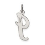 Sterling Silver Rhodium-plated Script Letter I Initial Charm - Image 4