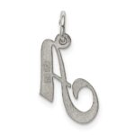 Sterling Silver Rhodium-plated Fancy Script Letter A Initial Charm - Image 4