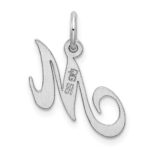 Sterling Silver Rhodium-plated Fancy Script Letter M Initial Charm - Image 3