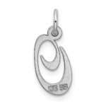 Sterling Silver Rhodium-plated Fancy Script Letter O Initial Charm - Image 3