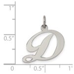 Sterling Silver Rhodium-plated Fancy Script Letter D Initial Charm - Image 4