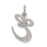 Sterling Silver Rhodium-plated Fancy Script Letter E Initial Charm - Image 4