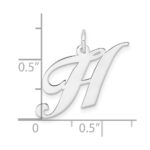 Sterling Silver Rhodium-plated Fancy Script Letter H Initial Charm - Image 3
