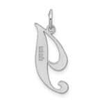 Sterling Silver Rhodium-plated Fancy Script Letter I Initial Charm - Image 3