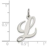 Sterling Silver Rhodium-plated Fancy Script Letter L Initial Charm - Image 4