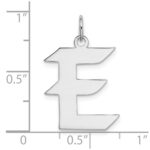Sterling Silver Rhodium-plated Artisan Block Letter E Initial Charm - Image 4