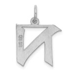 Sterling Silver Rhodium-plated Artisan Block Letter N Initial Charm - Image 3