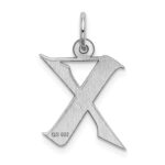 Sterling Silver Rhodium-plated Artisan Block Letter X Initial Charm - Image 3
