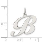 Sterling Silver Rhodium-plated Fancy Script Letter B Initial Charm - Image 4