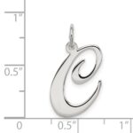 Sterling Silver Rhodium-plated Fancy Script Letter C Initial Charm - Image 4
