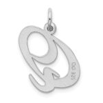 Sterling Silver Rhodium-plated Fancy Script Letter Q Initial Charm - Image 3