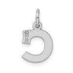 Sterling Silver Rhodium-plated Block Letter C Initial Charm - Image 3