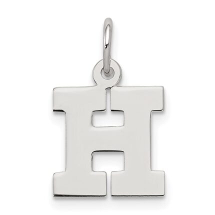 Sterling Silver Rhodium-plated Block Letter H Initial Charm