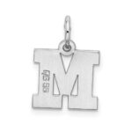 Sterling Silver Rhodium-plated Block Letter M Initial Charm - Image 3
