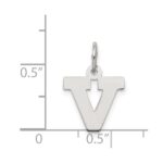 Sterling Silver Rhodium-plated Block Letter V Initial Charm - Image 3
