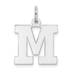 Sterling Silver Rhodium-plated Block Letter M Initial Charm