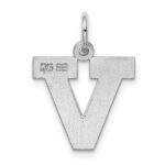 Sterling Silver Rhodium-plated Block Letter V Initial Charm - Image 3