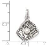 Sterling Silver Antiqued Baseball Glove w/Simulated Pearl Charm - Image 3