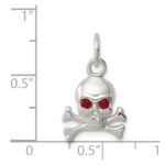 Sterling Silver Red CZ Skull Charm - Image 3