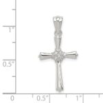 Sterling Silver Rhodium-plated CZ Cross Pendant - Image 3