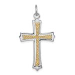 Sterling Silver Platinum-plated & Gold-plated Cross Pendant
