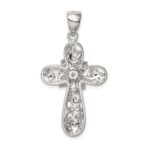 Sterling Silver Rhodium-plated CZ Cross Pendant - Image 4