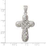 Sterling Silver Rhodium-plated CZ Cross Pendant - Image 3