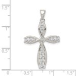 Sterling Silver Rhodium-plated CZ Cross Pendant - Image 3