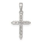Sterling Silver Rhodium-plated CZ Cross Pendant - Image 4