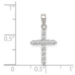 Sterling Silver Rhodium-plated CZ Cross Pendant - Image 3