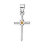 Sterling Silver Rhodium-platedCitrine Cross Pendant - Image 4