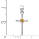 Sterling Silver Rhodium-platedCitrine Cross Pendant - Image 3