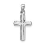 Sterling Silver Rhodium-plated Hollow Crucifix Pendant - Image 3