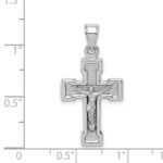 Sterling Silver Rhodium-plated Hollow Latin Crucifix Pendant - Image 4