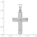 Sterling Silver Rhodium-plated Diamond -Cut Cross Pendant - Image 4