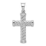 Sterling Silver Rhodium-plated Hollow Latin Cross Pendant