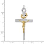 Sterling Silver Platinum-plated & 18k Gold-plated Crucifix Pendant - Image 4