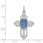 Sterling Silver Platinum-plated Miraculous Medal Cross Pendant - Image 3