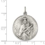 Sterling Silver Antiqued Our Lady of the Holy Scapular Medal - Image 3