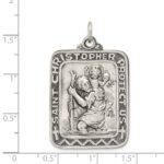 Sterling Silver Antiqued Saint Christopher Medal - Image 3