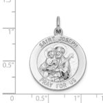 Sterling Silver Rhodium-plated Saint Joseph Medal - Image 4