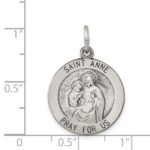 Sterling Silver Antiqued Saint Anne Medal - Image 3