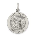 Sterling Silver Antiqued Saint Francis Medal