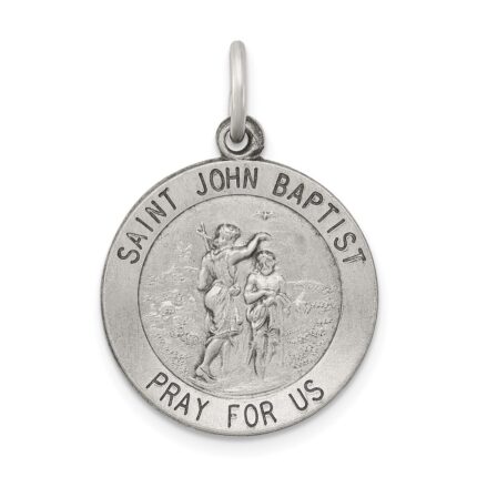 Sterling Silver Antiqued Saint John the Baptist Medal