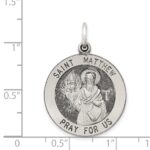 Sterling Silver Antiqued Saint Matthew Medal - Image 3