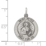 Sterling Silver Antiqued Saint Peter Medal - Image 3