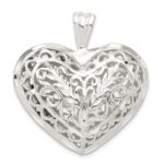 Sterling Silver Filigree Puffed Heart Pendant