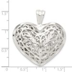 Sterling Silver Filigree Puffed Heart Pendant - Image 3